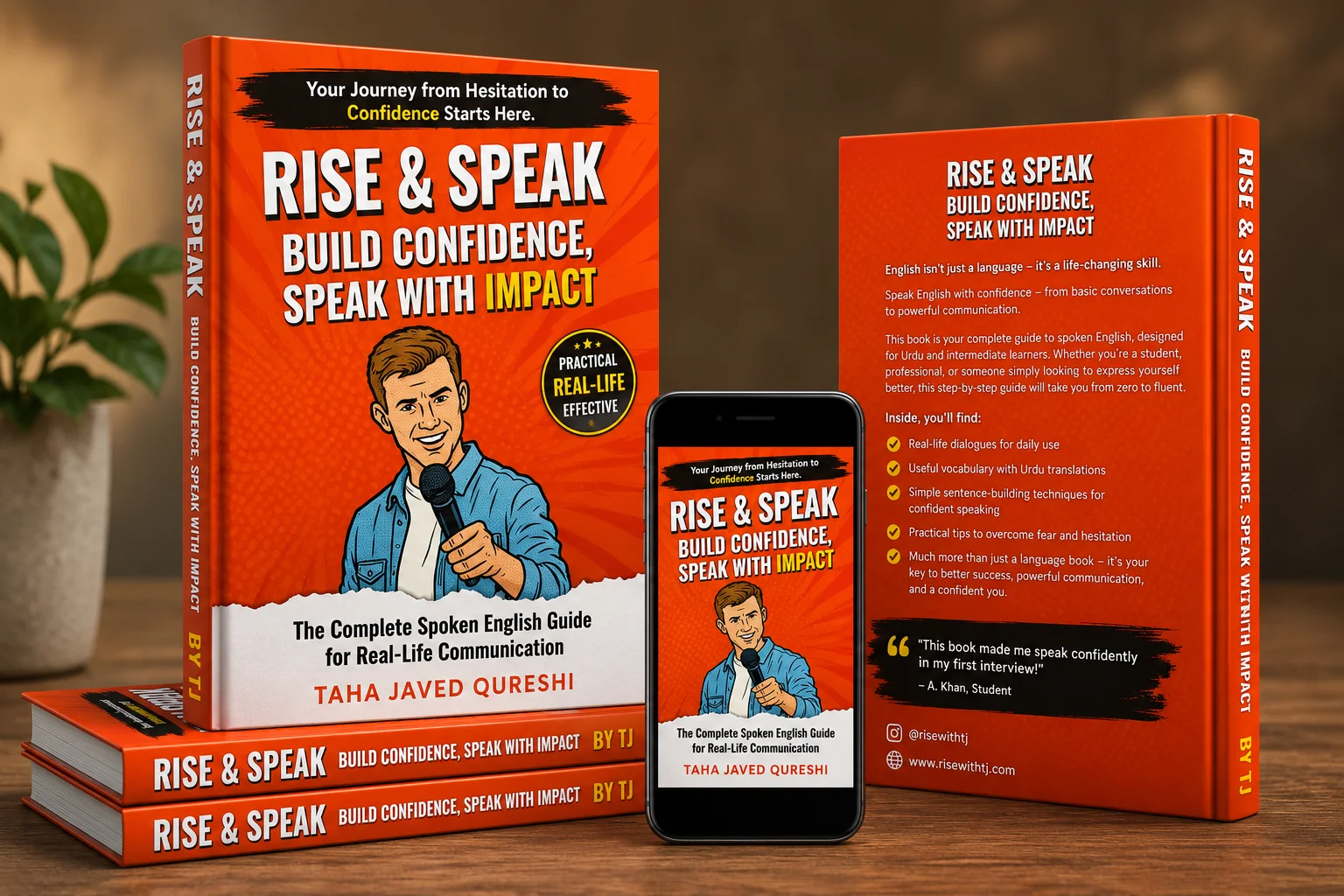 Rise & Speak — Build Confidence, Speak With Impact book mockup