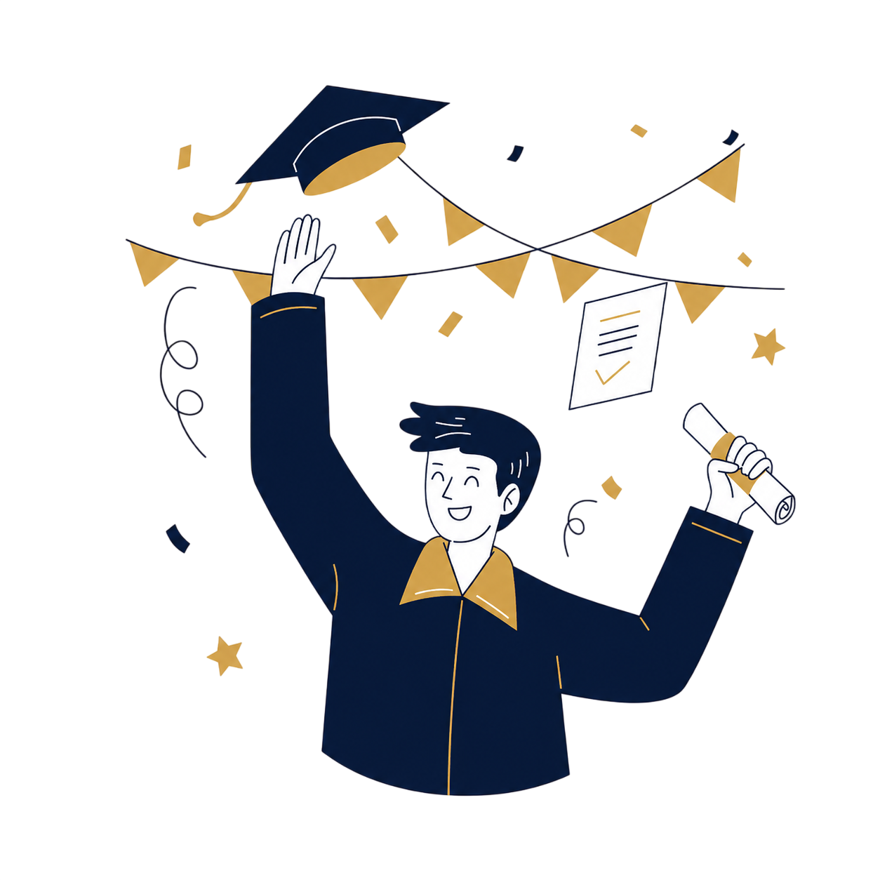Graduate celebrating academic success with Rise with TJ